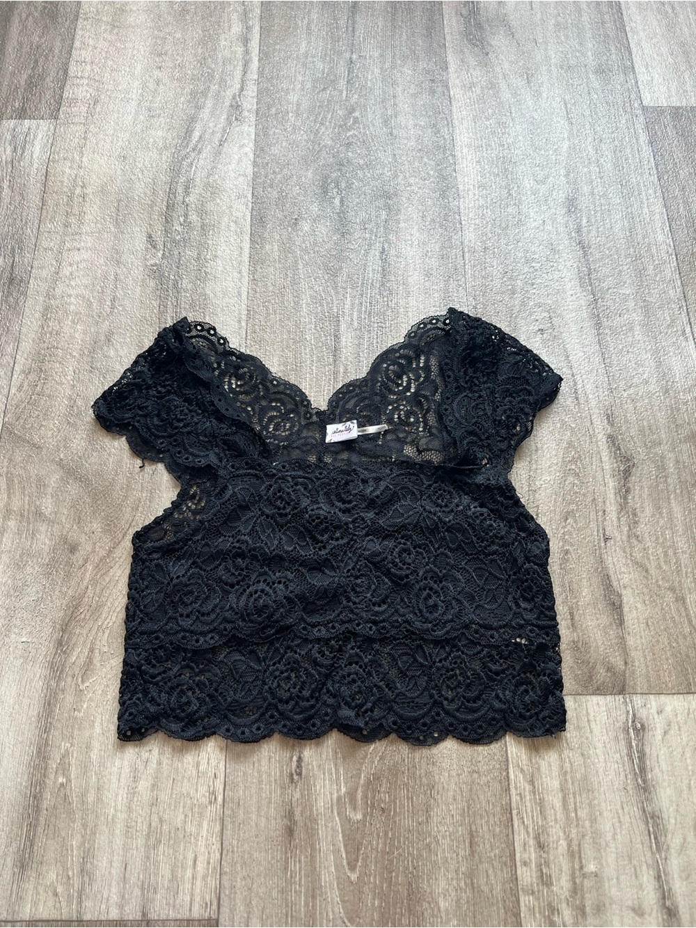 Free People Intimately Lacy Black Crop Top